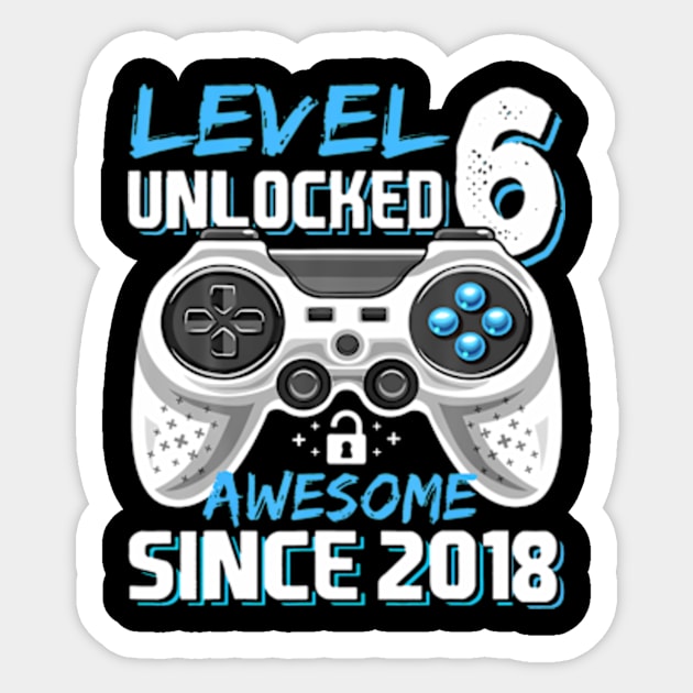 6Th Birthday Gamer 6 Year Old Bday Boy Six Son Sticker by Zoe Hill Autism